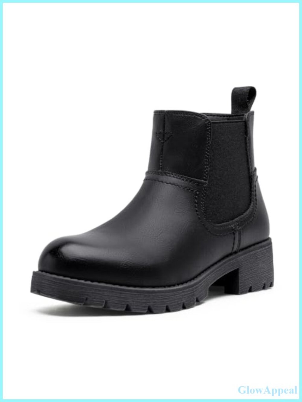 Women's Faux Leather Chelsea Ankle Boots Round Toe Block Heel Casual